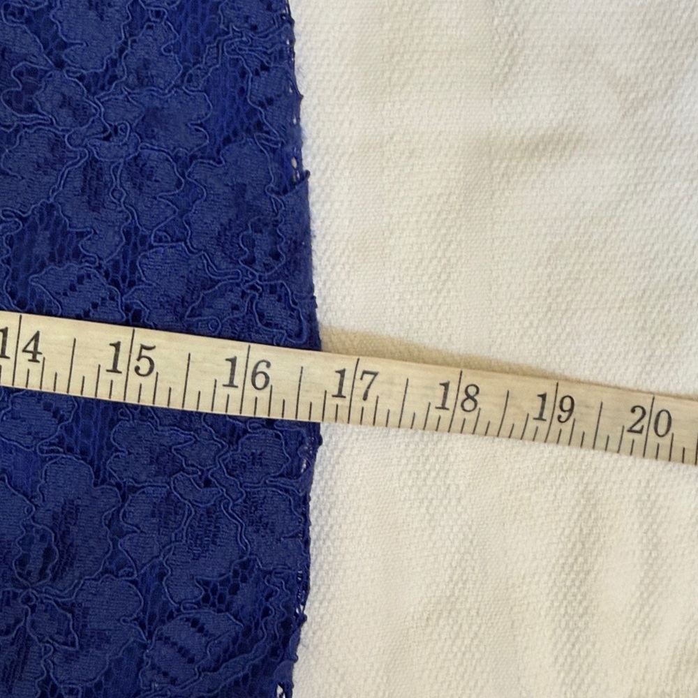 Diane Von Furstenberg Zarita Blue Lace 3/4 Sleeve Back Zip Sheath Size 4 - Picture 9 of 13